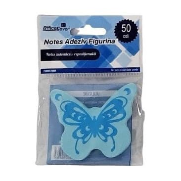 Notes adeziv Office Cover C70-010, 50 coli, 75 x 75 mm, bleu, forma fluture, blister 1