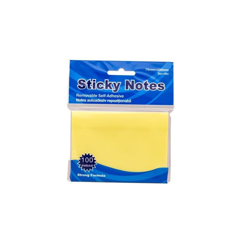 Notes adeziv Office Cover A04, 100 coli, 75 x 100 mm, galben pastel, blister 1