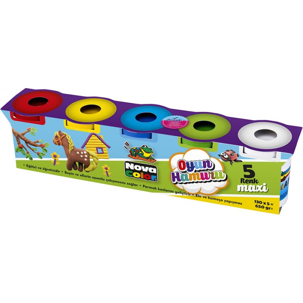 Set plastilina Play Dough Nova Color NC-4106, 5 culori x 130 grame 1