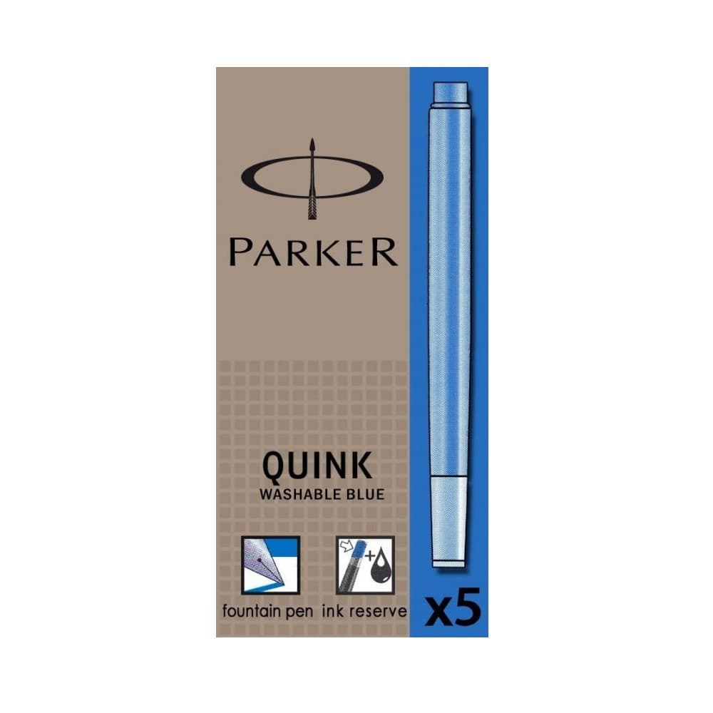 Patroane cerneala lungi (rezerve) Parker Quink 1950383, cerneala albastra, set 5 buc 1
