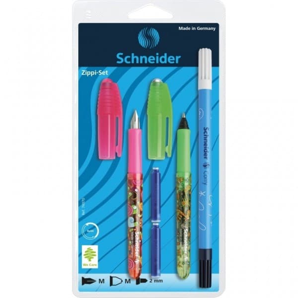 Set Stilou + Roller + Corector Schneider Zippi 4137 RV, penita iridium M, alimentare rezerve, blister (+2 rezerve) 1