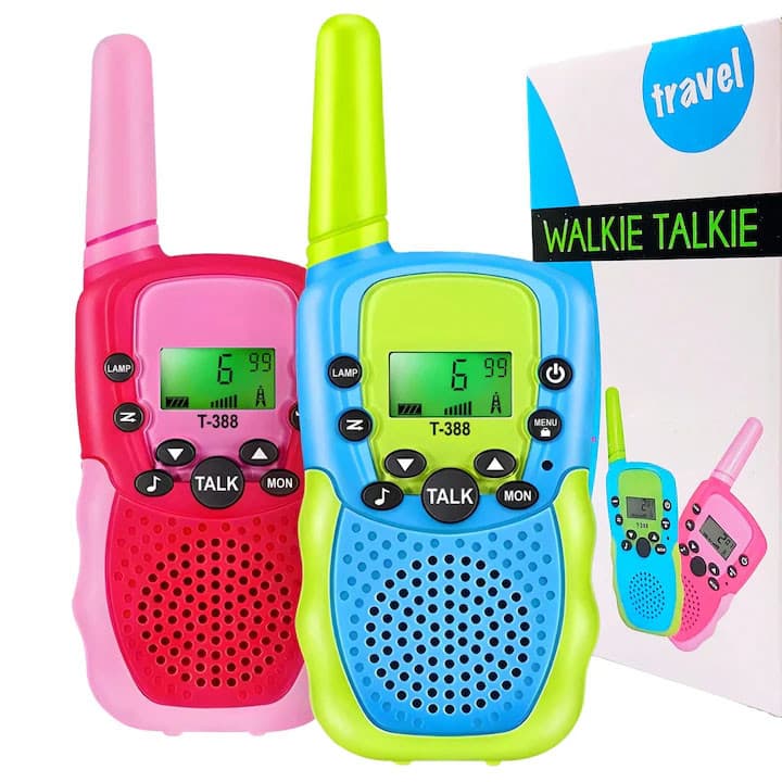 Set 2 Walkie Talkie pentru copii, T-388, ecran LCD, 6 km, 22 canale, albastru/roz 1