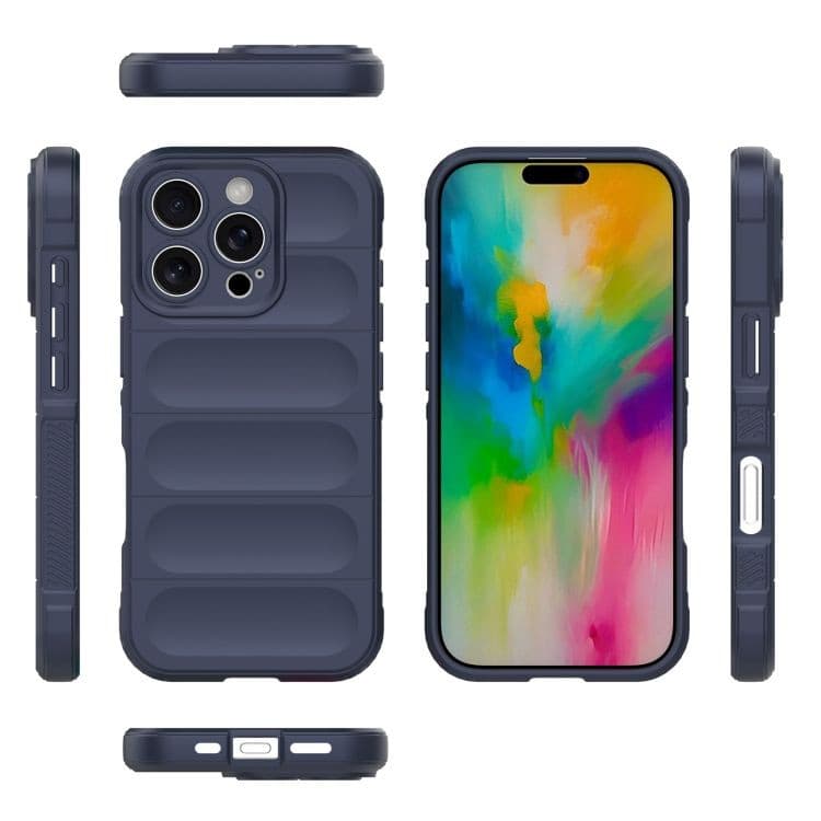 Husa Apple iPhone 16 Pro, Wave Silicone, protectie camera, catifea in interior, navy blue — 3