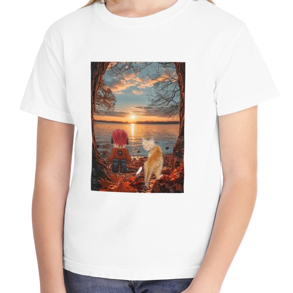 Tricou personalizat alb, copii/adulti, design Lucas Roblox si pisica, modal, diverse marimi