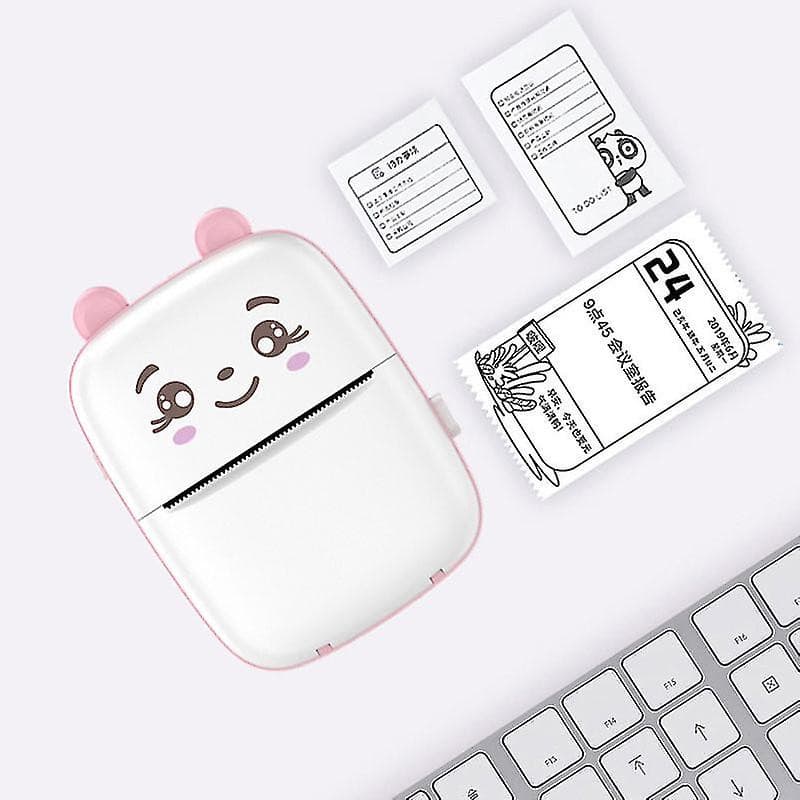 Mini imprimanta termica ABC, compatibila iOS/Android, model pisicuta, roz — 2