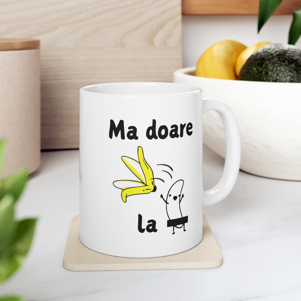 Cana ceramica personalizata, mesaj "Ma doare la", 330 ml, alba — 2