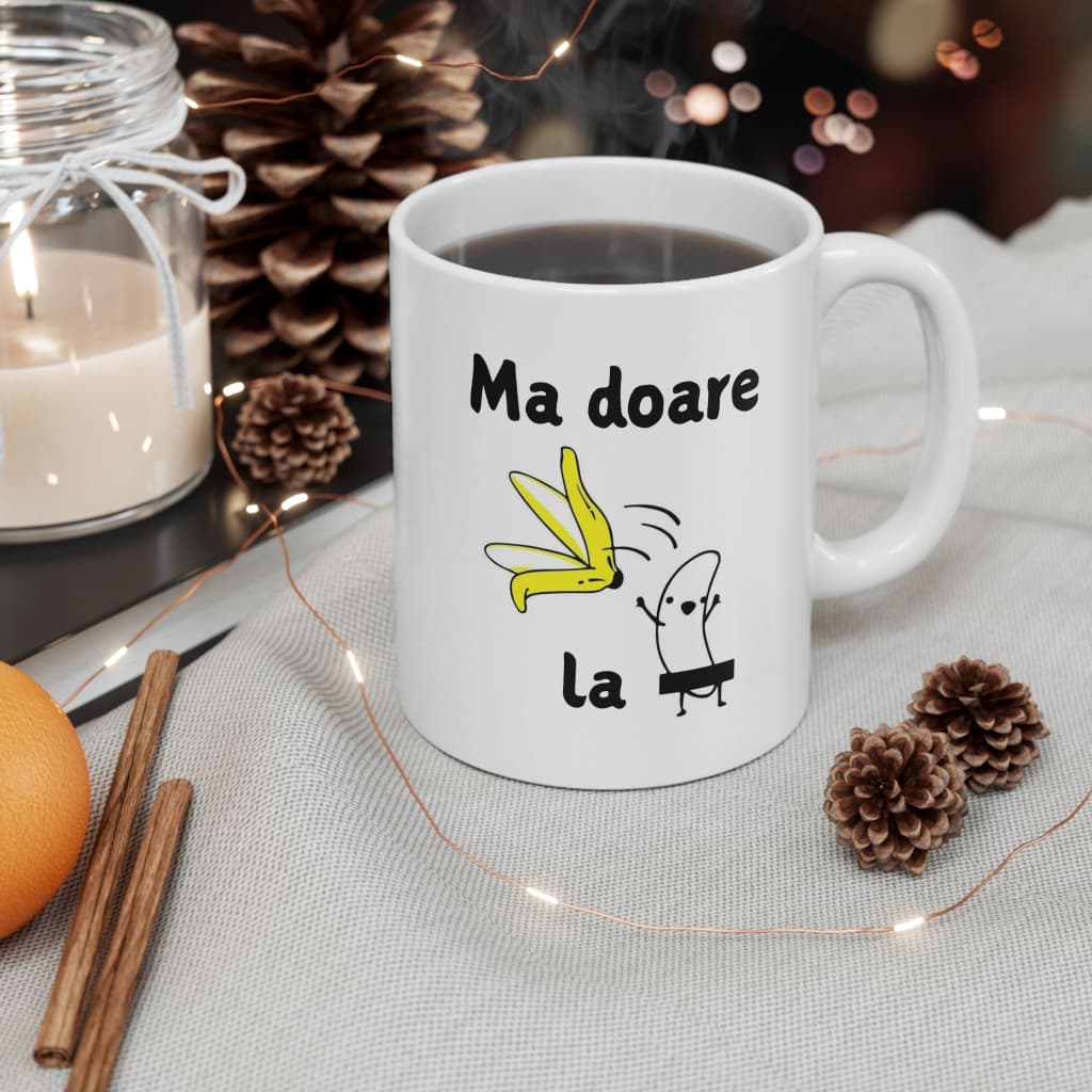 Cana ceramica personalizata, mesaj "Ma doare la", 330 ml, alba — 3