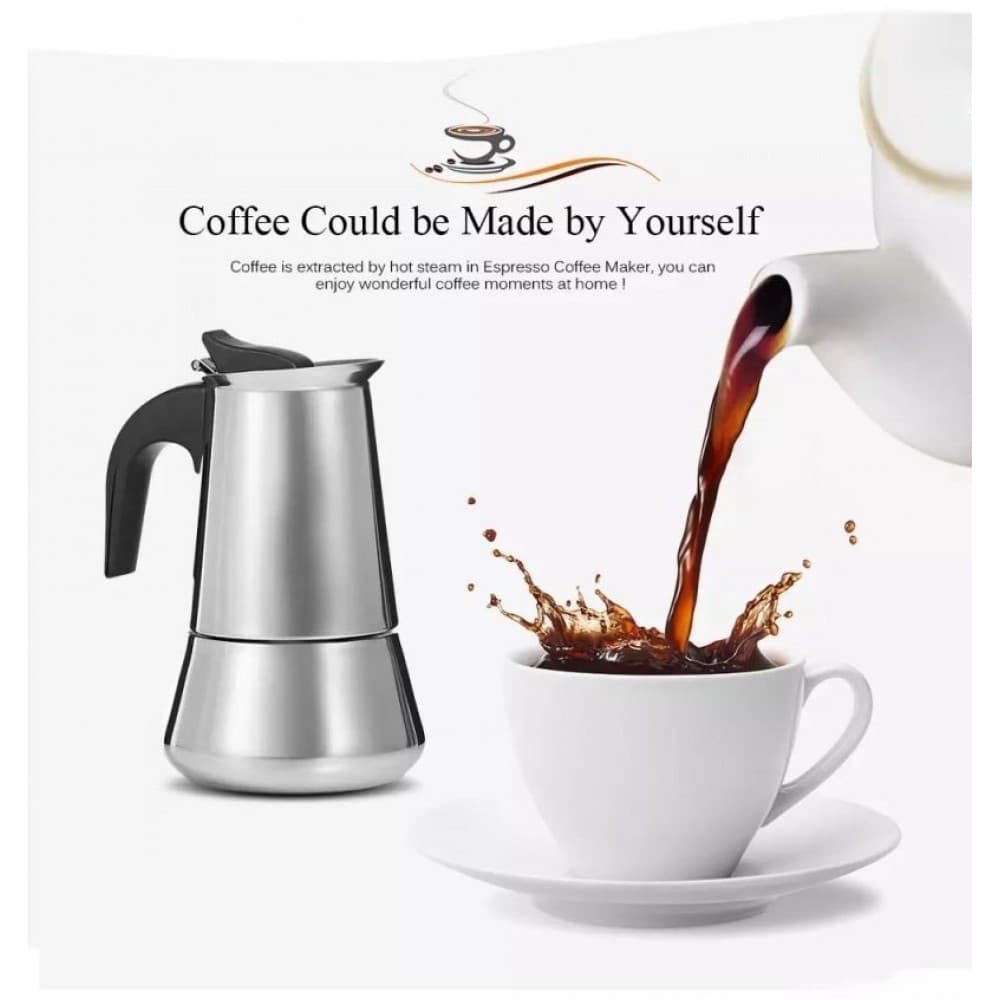 Cafetiera, espresso maker, otel inoxidabil, 450 ml, 9 cesti — 3