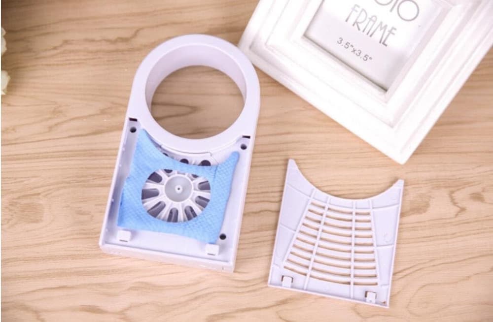 Mini ventilator portabil fara elice, alimentare USB sau baterii, alb/roz — 3