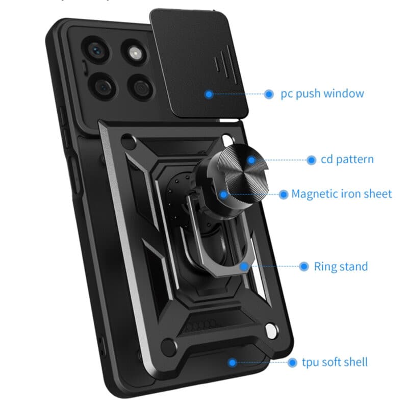 Husa protectie Motorola Edge 50 Pro, Camshield Armor, inel sustinere, protectie camera, rosie — 2