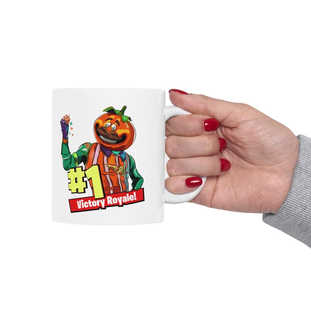 Cana ceramica personalizata, design Victory Royale, 330 ml, alba — 5