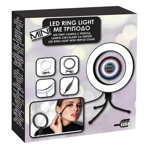 Lampa circulara Ring Light, 48 de LED-uri, 3 moduri iluminare, trepied — 4