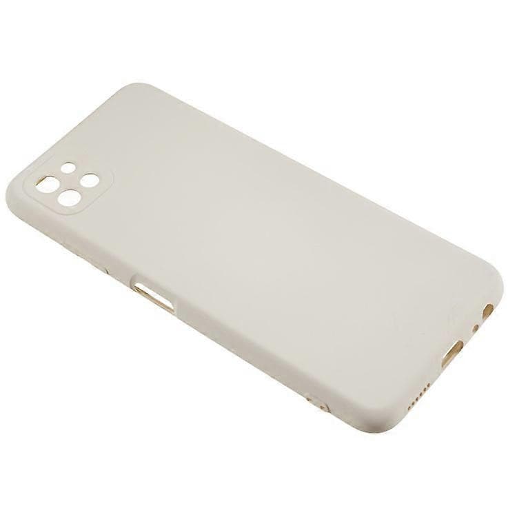 Husa Samsung Galaxy A22 5G Luxury Silicone, catifea in interior, protectie camere, bej — 3