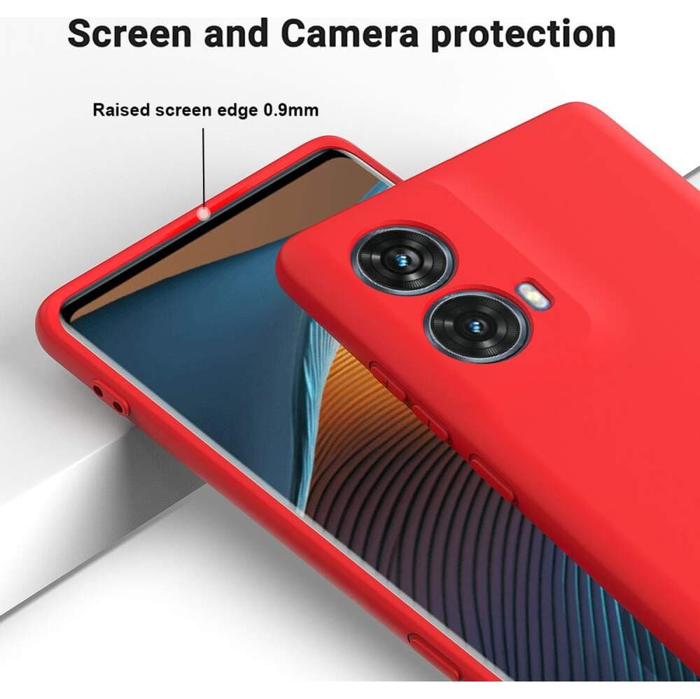Husa Motorola Moto G85, Luxury Silicone, protectie camera, catifea in interior, rosie — 3