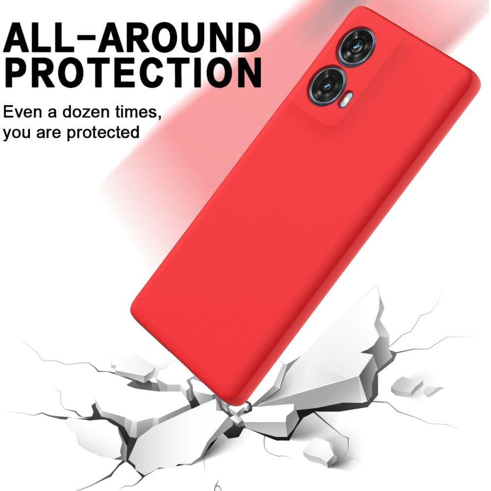 Husa Motorola Moto G85, Luxury Silicone, protectie camera, catifea in interior, rosie — 4