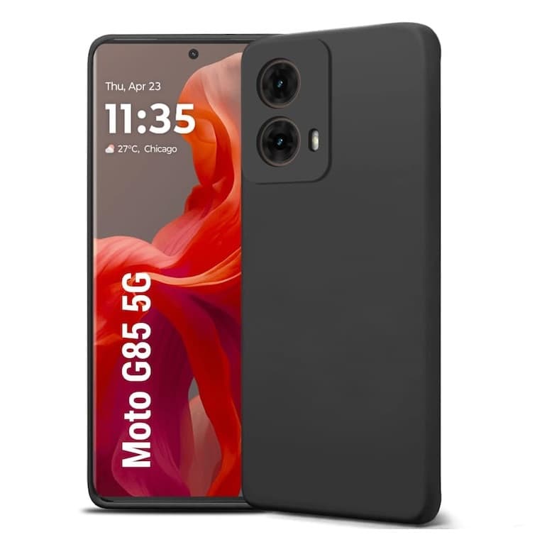 Husa Motorola Moto G85, Luxury Silicone, protectie camera, catifea in interior, neagra — 2