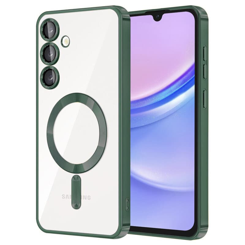 Husa Samsung Galaxy A15 5G, Electroplating Magsafe TPU, protectie camera, verde — 2