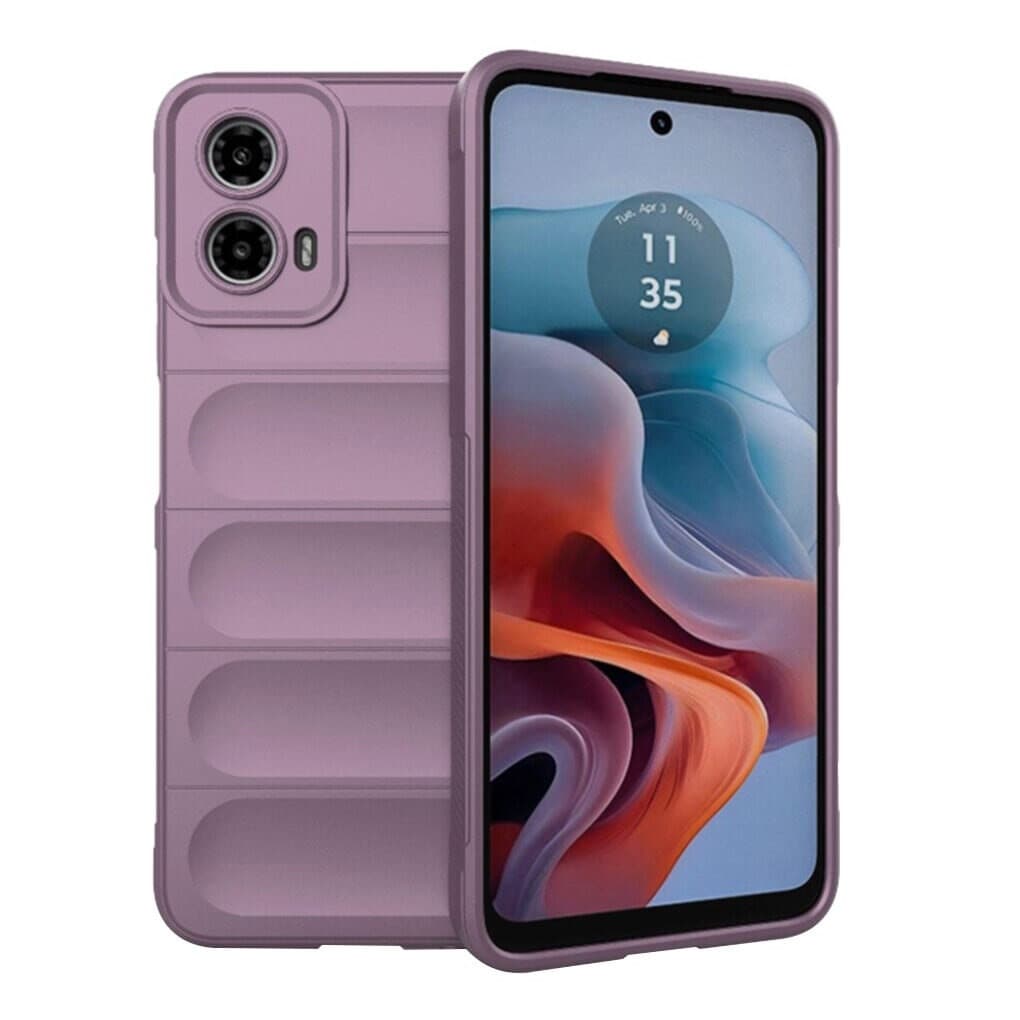Husa Motorola Moto G85, Wave Silicone, protectie camera, catifea in interior, light purple