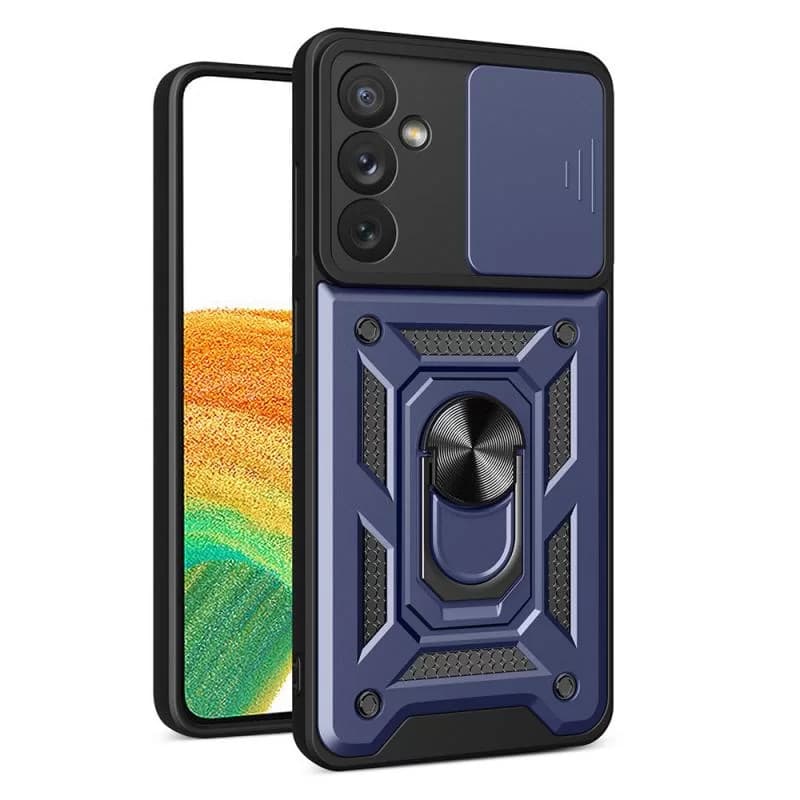 Husa Xiaomi Redmi Note 14 Pro 4G, Camshield Armor, inel sustinere, protectie camera, albastra