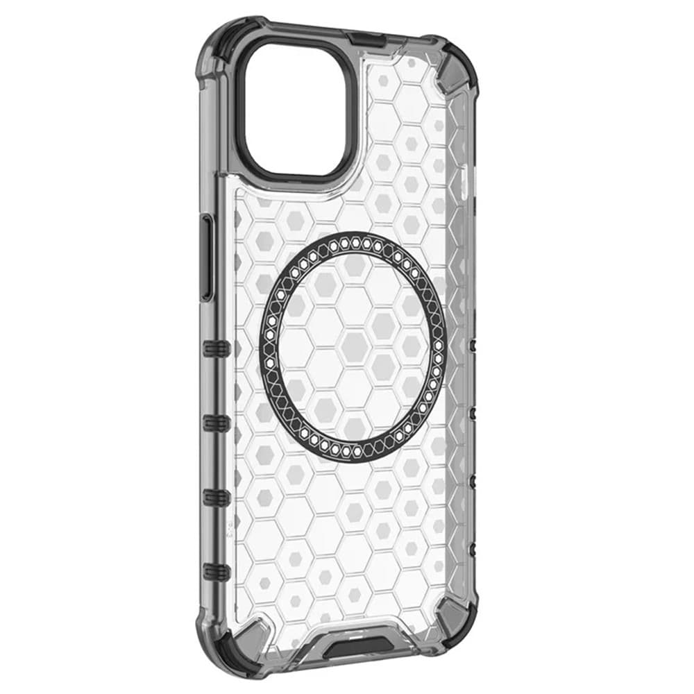 Husa protectie iPhone 16 Pro, Honeycomb Magsafe, colturi ranforsate, alb