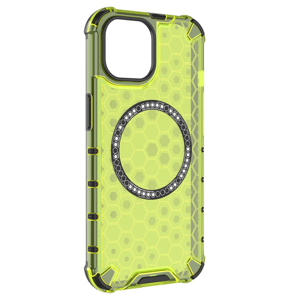 Husa protectie iPhone 14 Pro Max, Honeycomb Magsafe, colturi ranforsate, verde