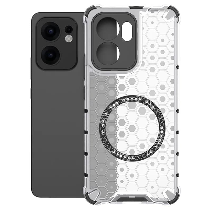 Husa protectie Oppo Reno13 F, Honeycomb Magsafe, colturi ranforsate, alb