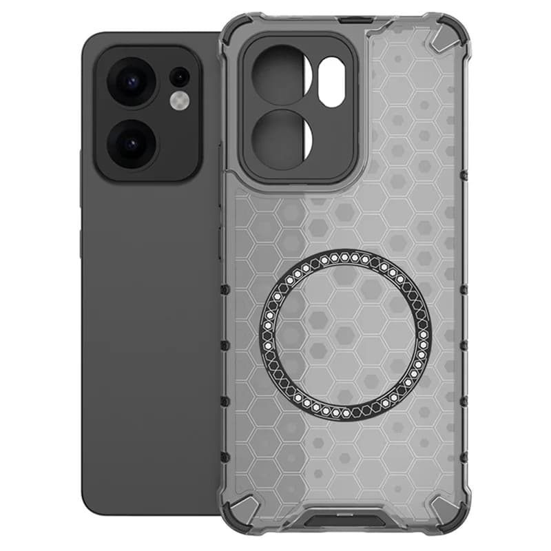 Husa protectie Oppo Reno13 F, Honeycomb Magsafe, colturi ranforsate, gri