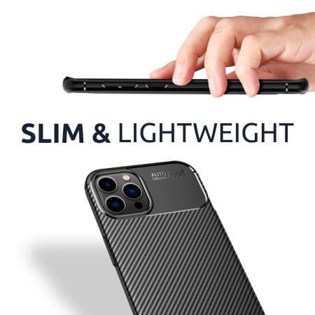 Husa Carbon Fiber pentru Apple iPhone 12 Pro Max, aspect carbon, neagra — 7