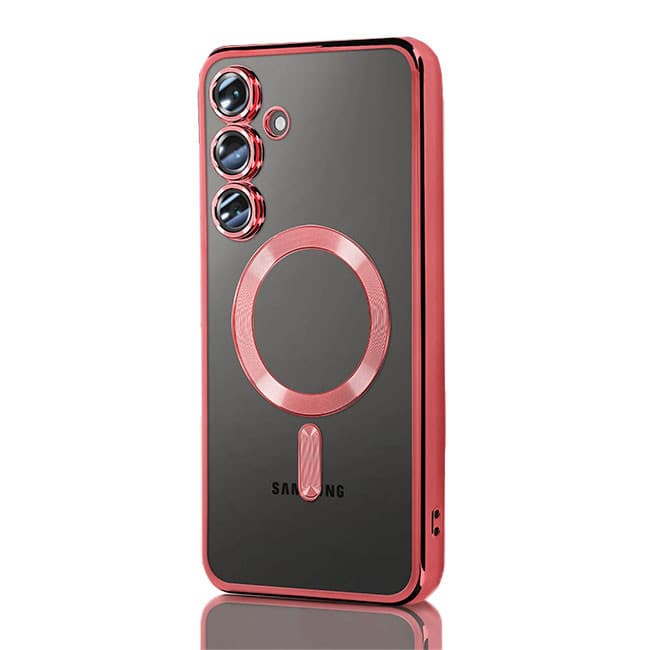 Husa Samsung Galaxy A56, Electroplating Magsafe TPU, protectie camera, rosie