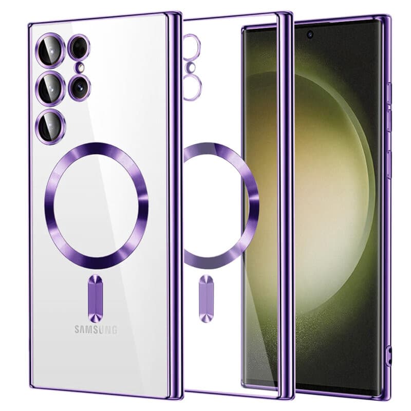 Husa Samsung Galaxy S25 Ultra, Electroplating Magsafe TPU, protectie camera, margini mov lila