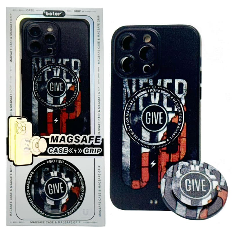Husa Apple iPhone 14 Pro, Boter Magsafe + MagPopsocket, Never Give Up