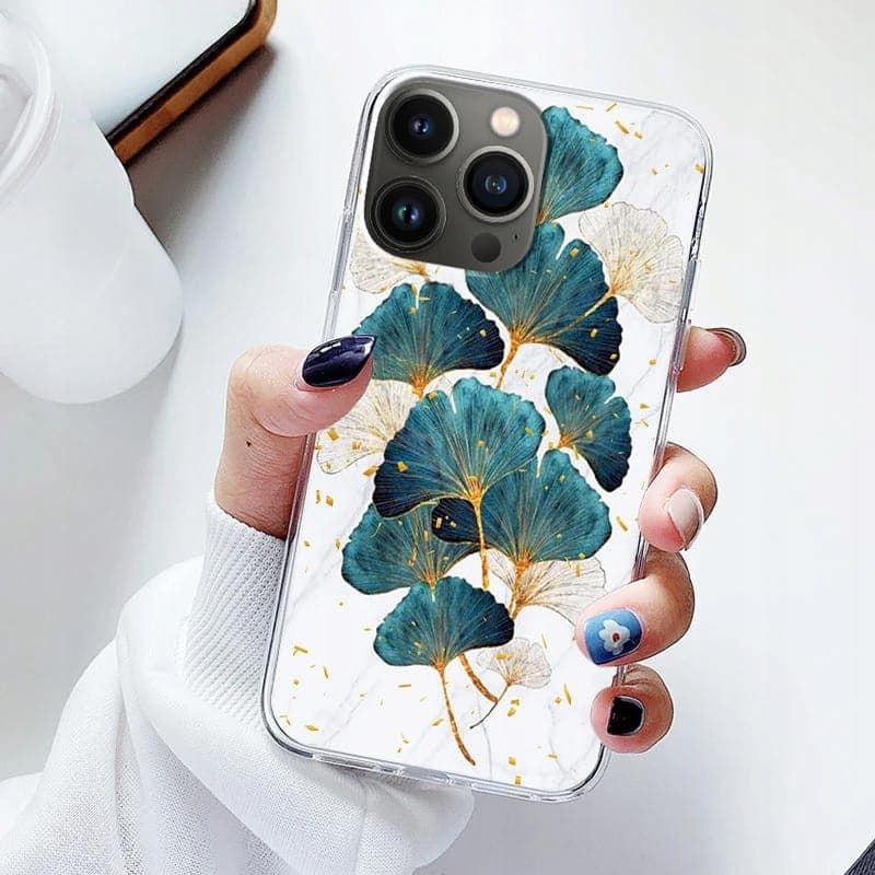 Husa Apple iPhone 15 Pro, Gold Glam, Leaves — 2