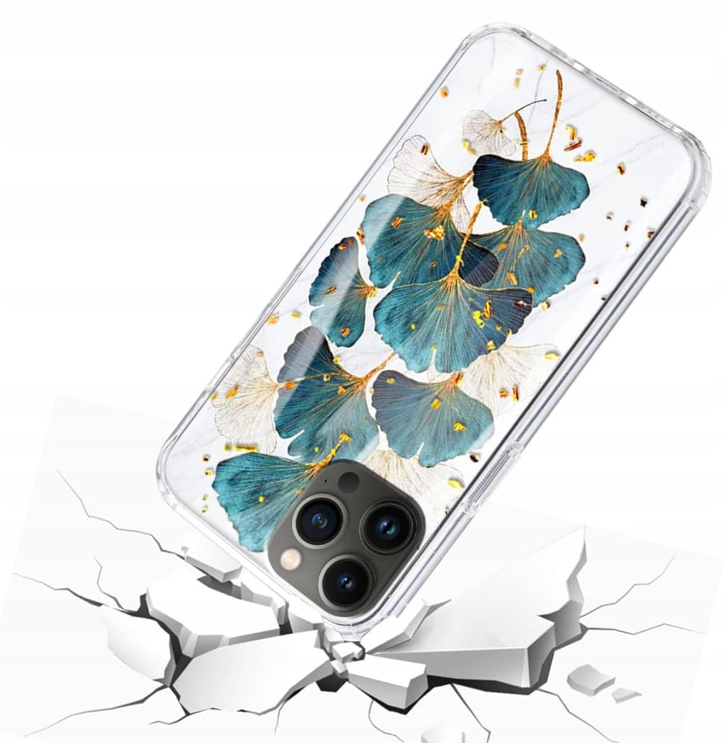 Husa Apple iPhone 15 Pro, Gold Glam, Leaves — 3