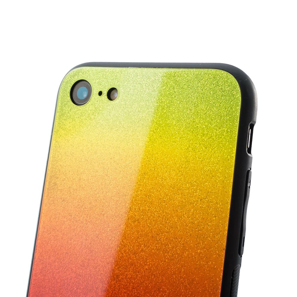 Husa Luxury Aurora pentru Apple iPhone X/XS, spate din sticla, portocaliu/galben — 5