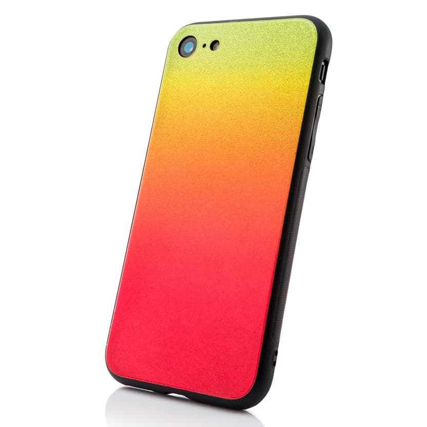 Husa Luxury Aurora pentru Apple iPhone X/XS, spate din sticla, portocaliu/galben — 7