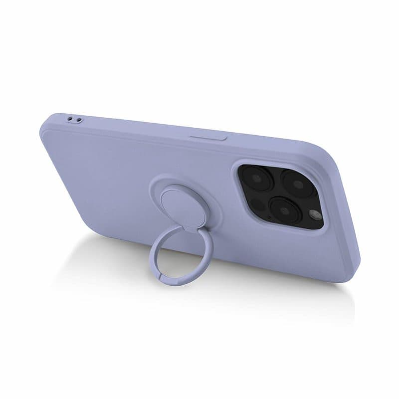 Husa Apple iPhone 13 Pro, Ring Silicone, suport sustinere rotativ, catifea in interior, violet — 4