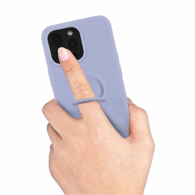 Husa Apple iPhone 13 Pro, Ring Silicone, suport sustinere rotativ, catifea in interior, violet — 5