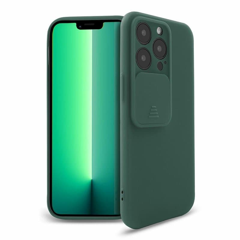 Husa Apple iPhone 13 Pro, Vertical Slide TPU, silicon moale, flexibil, verde — 6