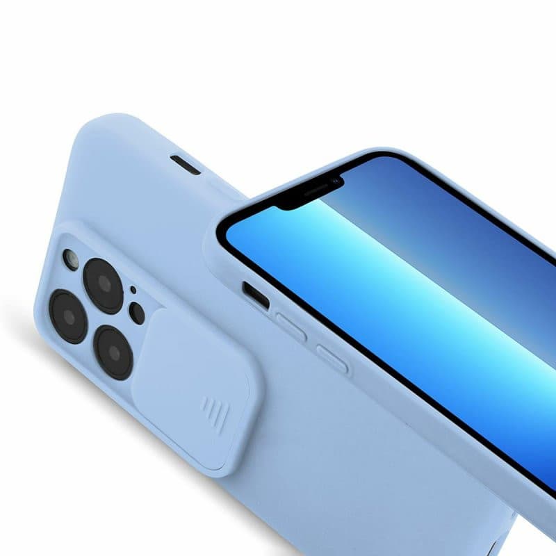 Husa Apple iPhone 13 Pro, Vertical Slide TPU, silicon moale, flexibil, albastru deschis — 2