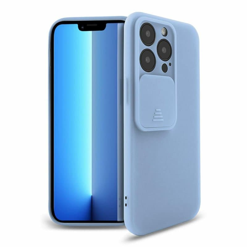Husa Apple iPhone 13 Pro, Vertical Slide TPU, silicon moale, flexibil, albastru deschis — 4