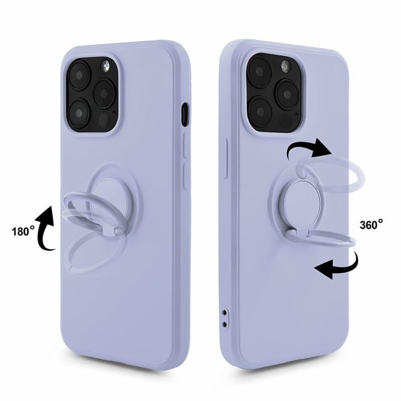 Husa Samsung Galaxy A03s / A02s, Ring Silicone, inel rotativ, catifea in interior, mov lila — 2