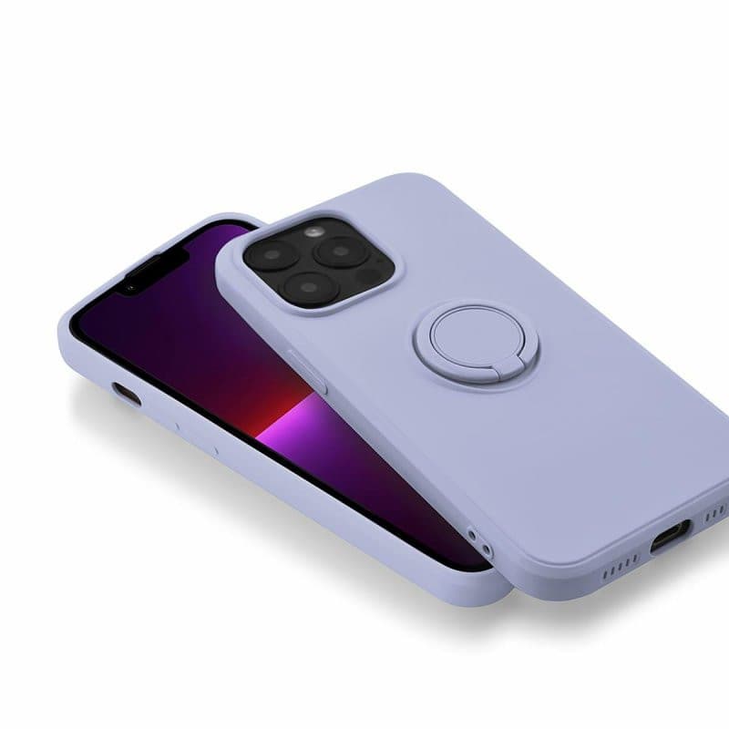 Husa Samsung Galaxy A03s / A02s, Ring Silicone, inel rotativ, catifea in interior, mov lila — 3