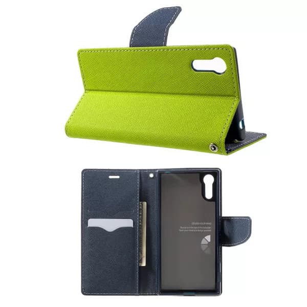 Husa protectie Samsung Galaxy A33 5G, Fancy Case, tip carte, inchidere magnetica, verde lime/albastru — 3