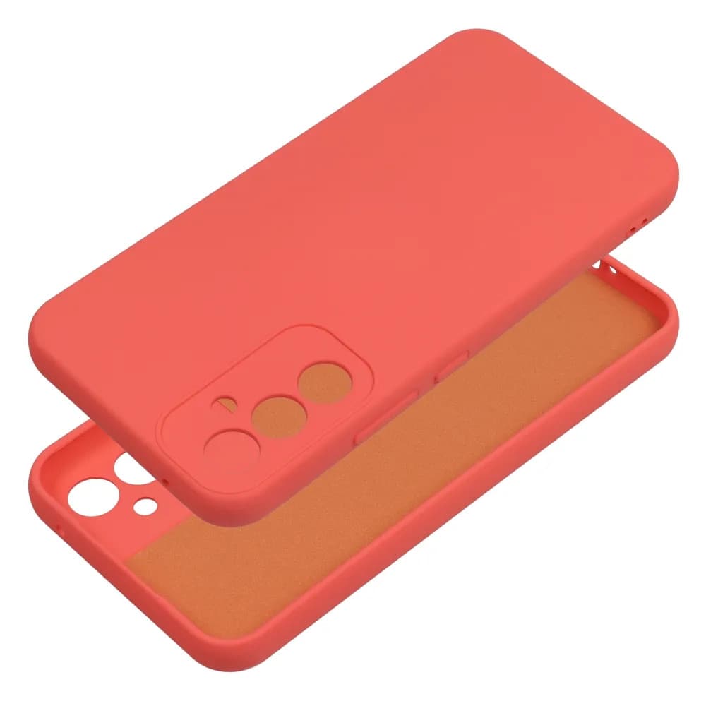 Husa Samsung Galaxy A54 5G, Luxury Silicone, protectie camera, catifea in interior, rosu piersica — 3