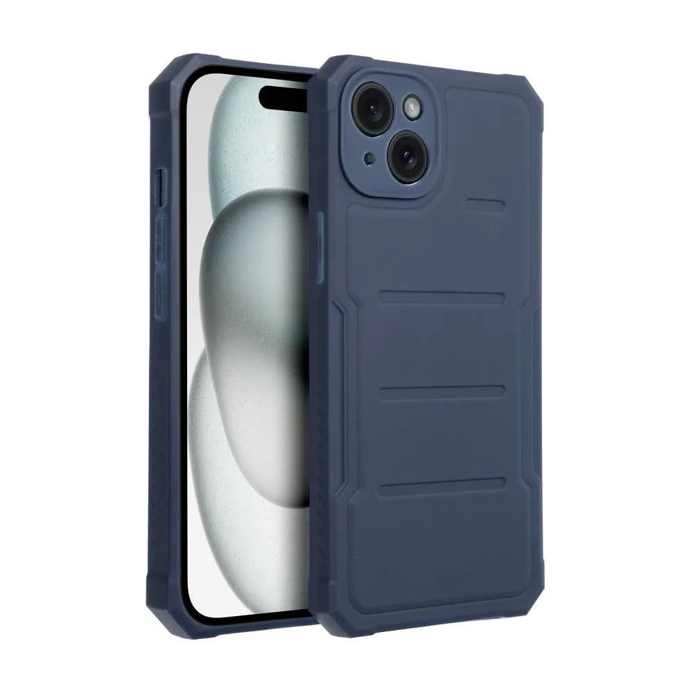 Husa Apple iPhone 15 Plus, Heavy Duty, microfibra, albastra — 2
