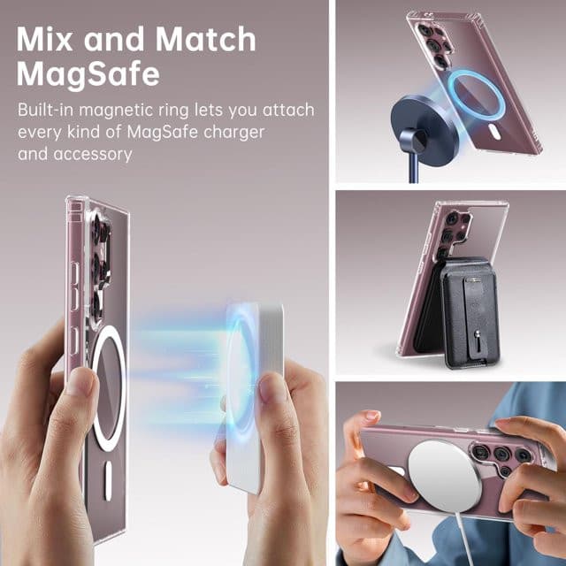 Husa protectie Samsung Galaxy S24 Ultra, compatibila MagSafe, hybrid PC + TPU, transparenta — 4