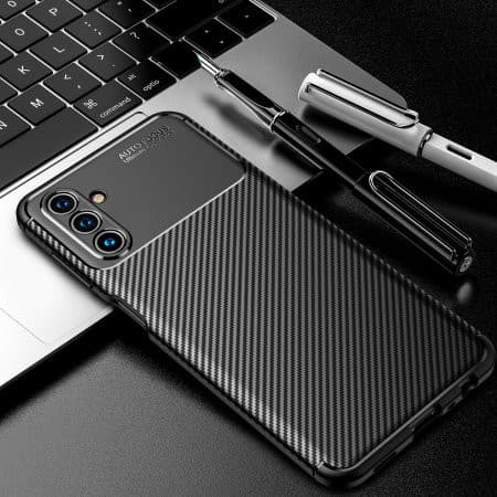 Husa Carbon Fiber pentru Samsung Galaxy A15, aspect carbon, neagra — 3