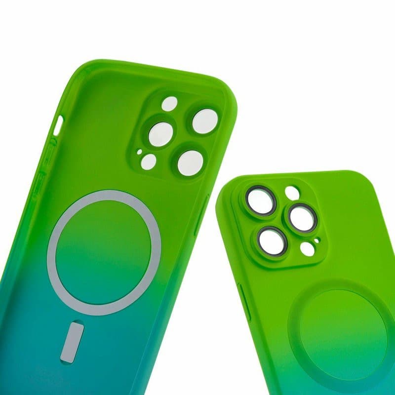 Husa Apple iPhone 12 Pro, Magsafe Ombre Silicone, geam protectie camere, verde/albastru — 2