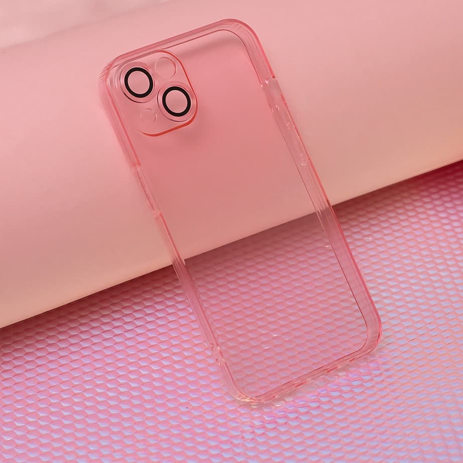 Husa Samsung Galaxy A15, Slim Color, TPU roz transparent, protectie camere