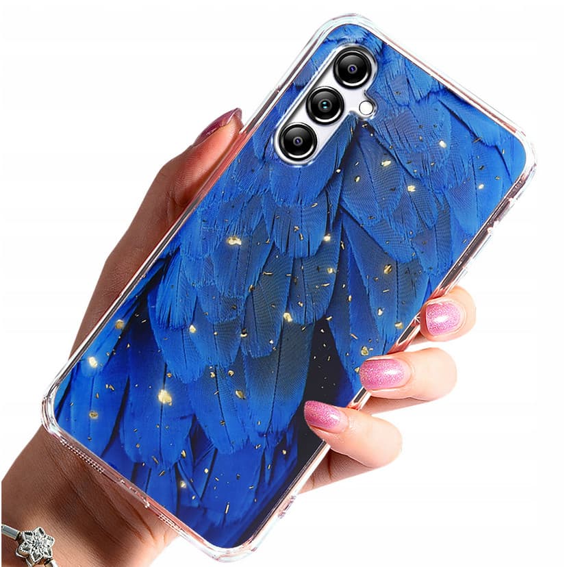 Husa protectie Samsung Galaxy A35, Gold Glam Blue
